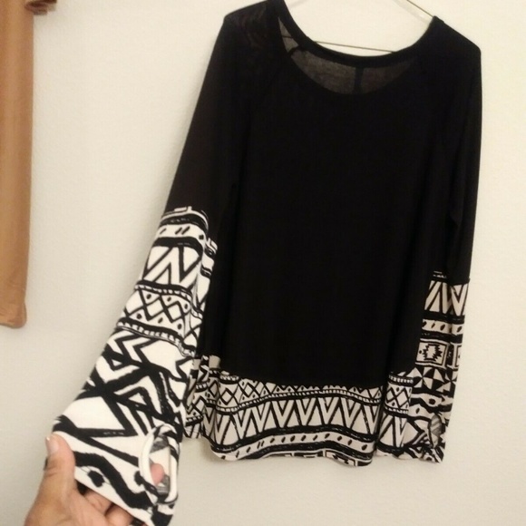 Small Tribal Aztec Glove Sleeve O'Neck Layer Look Overlay Tunic - Picture 1 of 7